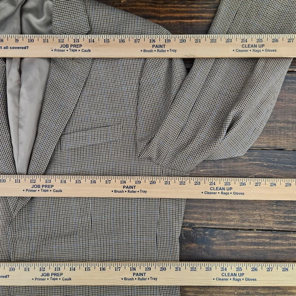 Chaps Men's Sport Coat Blazer Two Button Brown‎ Houndstooth Poly Blend Sz 42L